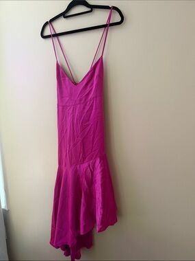 Fuchsia Slip Midi Dress with Spaghetti Straps